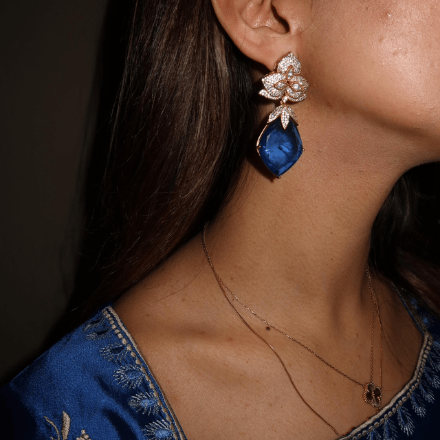 Blue petal earrings 