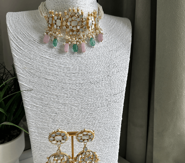 Mother of pearl choker set Pastel 
